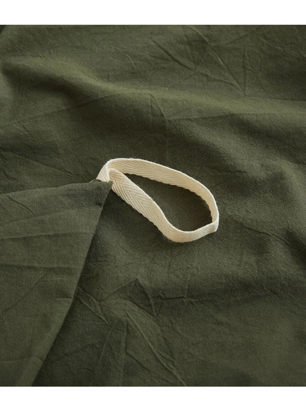Olive Green Washed Cotton Duvet Cover Set - Queen